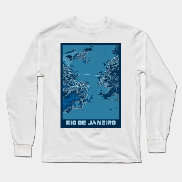 Rio De Janeiro - Brazil Peace City Map Long Sleeve T-Shirt by tienstencil